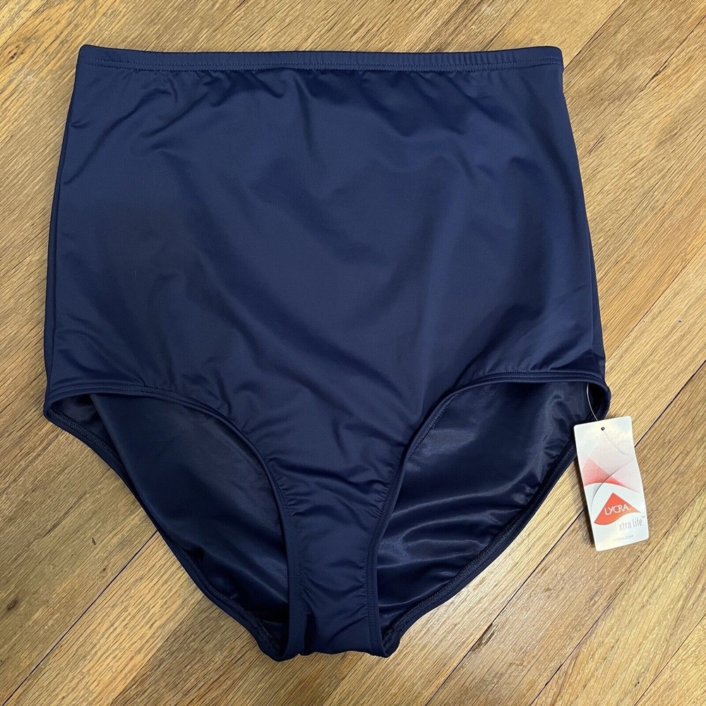 Lands' End Plus Size Swimsuit Bottom Tankini Ultra High Waist Solid Navy 16 NWT